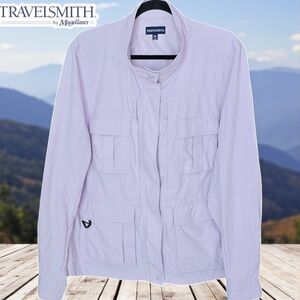 Lightweight Multi Pocket Utility Jacket by TravelSmith Lilac Women's Size XL